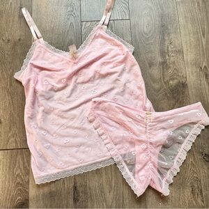 Jessica Simpson pink lingerie set pink hearts